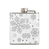 Zilversneeuwvlokken op wit heupfles (Achterkant)