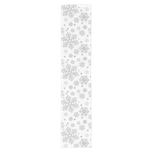 Zilversneeuwvlokken op wit korte tafelloper (Voorkant)