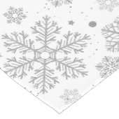 Zilversneeuwvlokken op wit korte tafelloper (Hoek)
