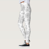 Zilversneeuwvlokken op wit leggings (Links)