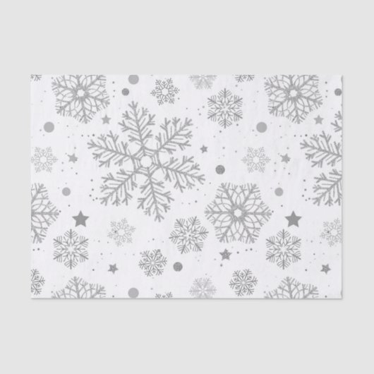 Zilversneeuwvlokken op wit tissuepapier (Voorkant)