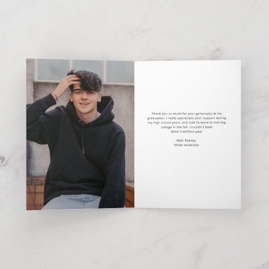 Zilversplitsing | Afstudeerder Foto Eenvoudige tek Folie Wenskaart (Binnenlaag)