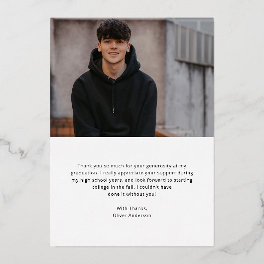 zilversplitsing | Foto Afstuderen Dank u Folie Uitnodiging (Achterkant)