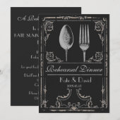 Zilverspon Fork Rehearsal Dinner Kaart (Voorkant / Achterkant)
