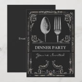Zilverspop Fork Dinner Party Kaart (Voorkant / Achterkant)