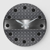 Zilverstaal ronde wandvergrendeling grote klok (Voorkant)