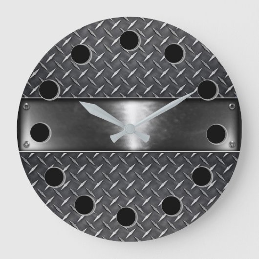 Zilverstaal ronde wandvergrendeling grote klok (Voorkant)