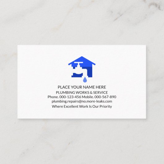 Zilversteker Leidingleiding Blauwe Bloedwatersprop Visitekaartje (Achterkant)