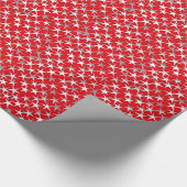 Zilversterren op donkerrood cadeaupapier (Hoek)