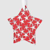 Zilversterren op donkerrood ornament (voorkant)