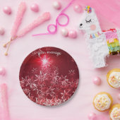 Zilversterren op een rode achtergrond papieren bordje (Feest)