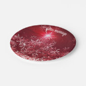 Zilversterren op een rode achtergrond papieren bordje (Gekanteld)