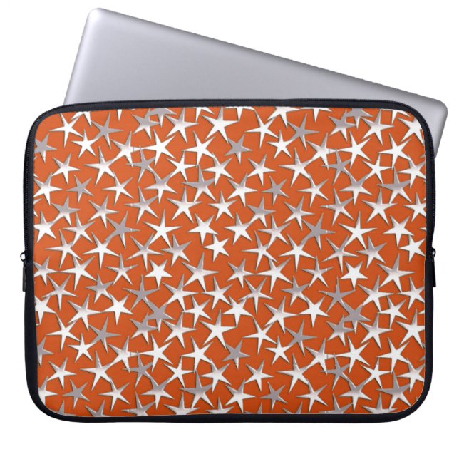 Zilversterren op koper laptop sleeve (Voorkant)
