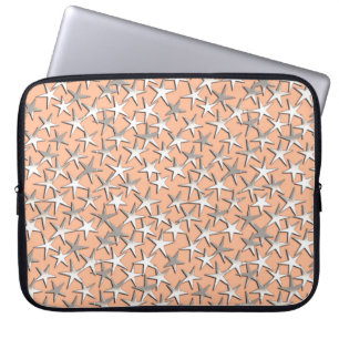 Zilversterren op perzikroze laptop sleeve