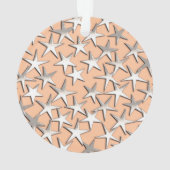 Zilversterren op perzikroze ornament (achterkant)