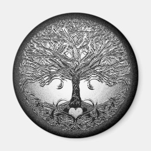 Zilverstructuur met hart magneet