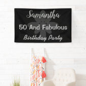 Zilvertekst 50 en verbluffend verjaardagstanner spandoek (Insitu)