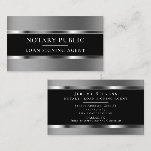 Zilvertextuurstijlelegant visitekaartje (Voorkant / Achterkant)