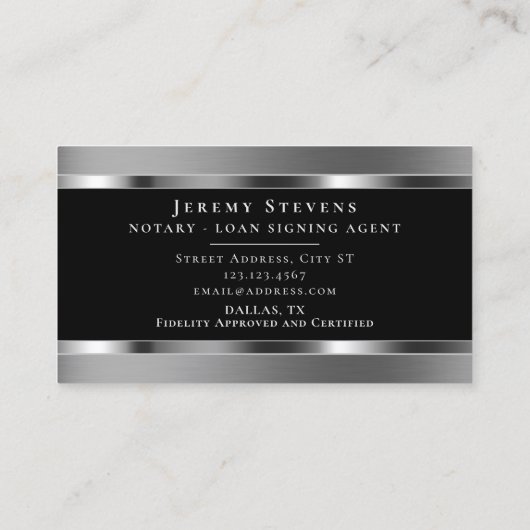 Zilvertextuurstijlelegant visitekaartje (Achterkant)