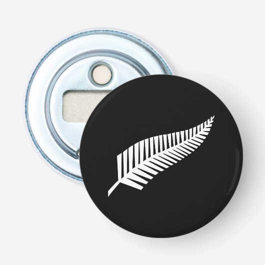 Zilvervaren vlag (NZ) Button Flesopener (Voorkant)