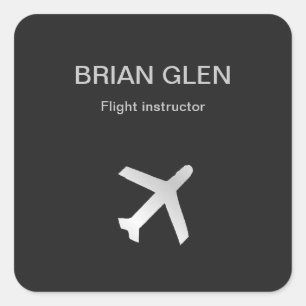 Zilvervliegvliegtuig, silhouette grijs vierkante sticker