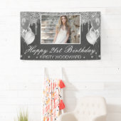 Zilvervormer Glitter met ballonnen op zaterdag Spandoek (Insitu)