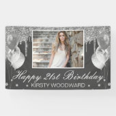 Zilvervormer Glitter met ballonnen op zaterdag Spandoek (Horizontaal)