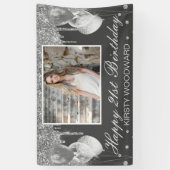 Zilvervormer Glitter met ballonnen op zaterdag Spandoek (Verticaal)