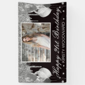 Zilvervormer Glitter met ballonnen op zaterdag Spandoek (Verticaal)