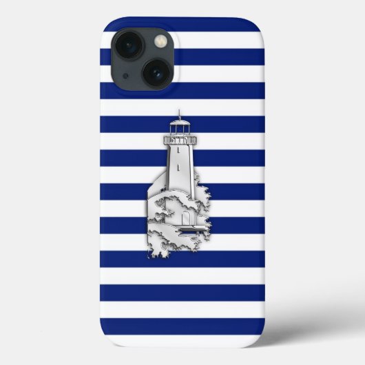 Zilvervormer vuurtoren op blauw niervluchten Case-Mate iPhone case (Achterkant)