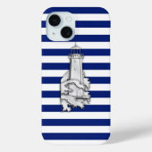 Zilvervormer vuurtoren op blauw niervluchten Case-Mate iPhone case (Achterkant)