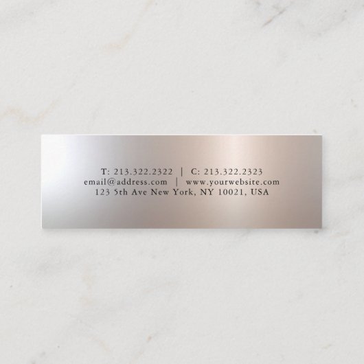 Zilvervormig ontwerp aanpassen Eenvoudige Sjabloon Mini Visitekaartje (Achterkant)