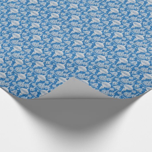 Zilvervormingen op blauwe Glitter-achtergrond Cadeaupapier (Hoek)