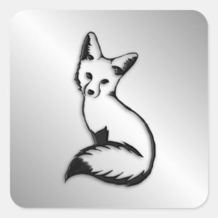 Zilvervos Vierkante Sticker