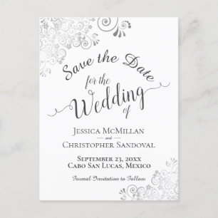 Zilvervriendjes op het witte huwelijk sparen de Da Aankondigingskaart