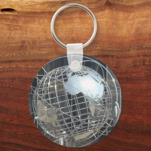 zilverwereldbol sleutelhanger (Voorkant)