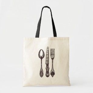 zilverwerk Foodie Knife Fork Spoon Fun Tote Bag