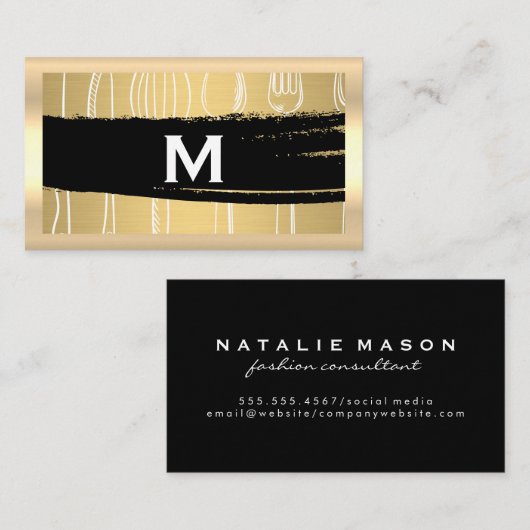 Zilverwerk Goud Geborsteld Metaal Visitekaartje (Voorkant / Achterkant)