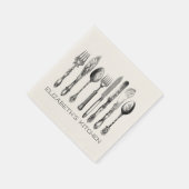 zilverwerk, naam en tekst servet (Hoek)