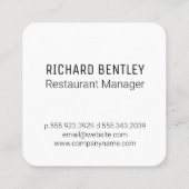 zilverwerk | restauranteigenaar | chef vierkante visitekaartje (Achterkant)