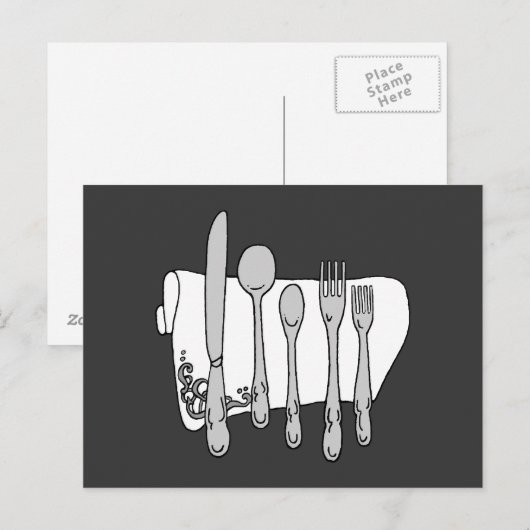 Zilverwerk Zwarte Witte Kunst Ansichtkaart Briefkaart (Voorkant / Achterkant)