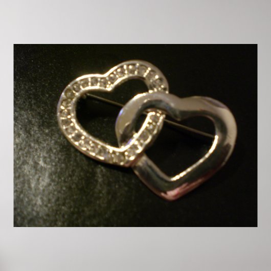 Zilverweven liefdesharten poster (Voorkant)