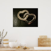 Zilverweven liefdesharten poster (Keuken)