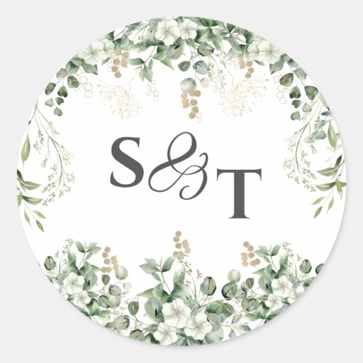 Zilverwijnstokken: monogram botanische Sticker (Voorkant)