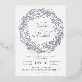 Zilverwinterbessen met een grote bruiloft folie uitnodiging (Voorkant)