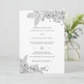 Zilverwinterdenden en connen moderne bruiloft kaart (Staand voorkant)