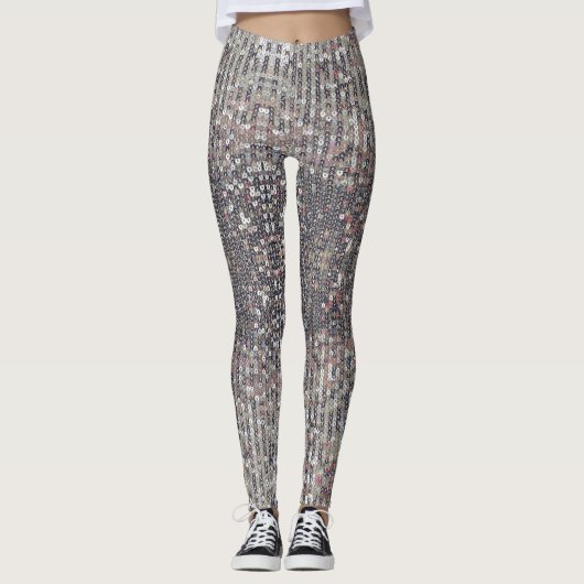 Zilverwit kristalsequivalent leggings (Voorkant)