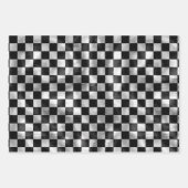 Zilverwit zwart metallic vierkant patroon inpakpapier vel (Voorkant)