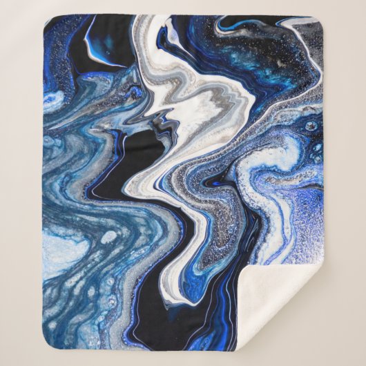 Zilverwitte, diepe zeeen marmeren textuur. sherpa deken (Voorkant)