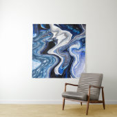 Zilverwitte, diepe zeeen marmeren textuur. wandkleed (In Situ (horizontaal))